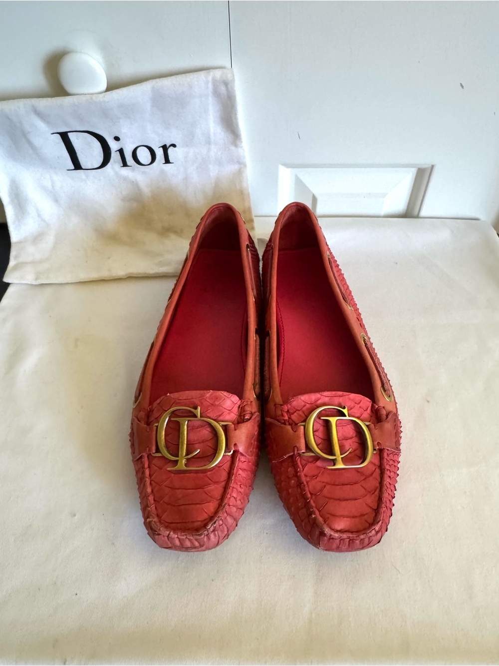 DIOR Coral Snake Skin Leather Moccasins 8-8.5 - Picture 1 of 7